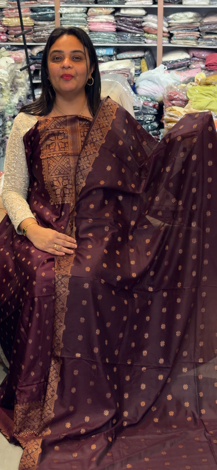 BANARASI TUSSUR UNSTITCHED SALWAR SUITS - NUWA - 1737