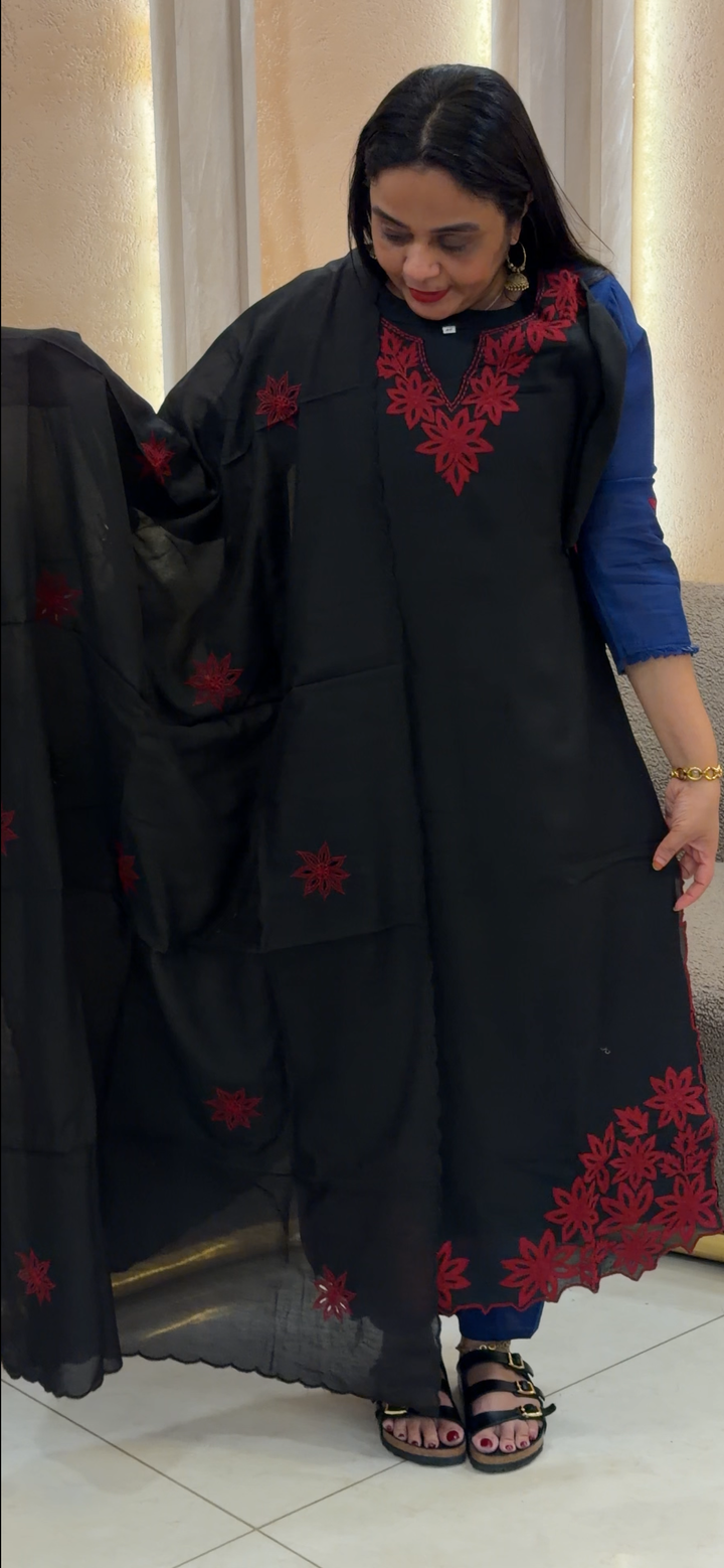 MALAI CHANDERI TOP, BOTTOM AND DUPATTA - NUWA - 1646