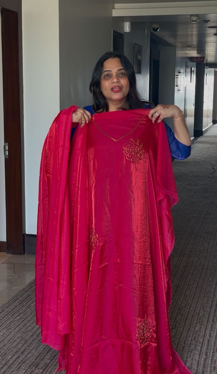 VELVET ORGANZA UNSTITCHED SALWAR SUITS - NUWA - 290