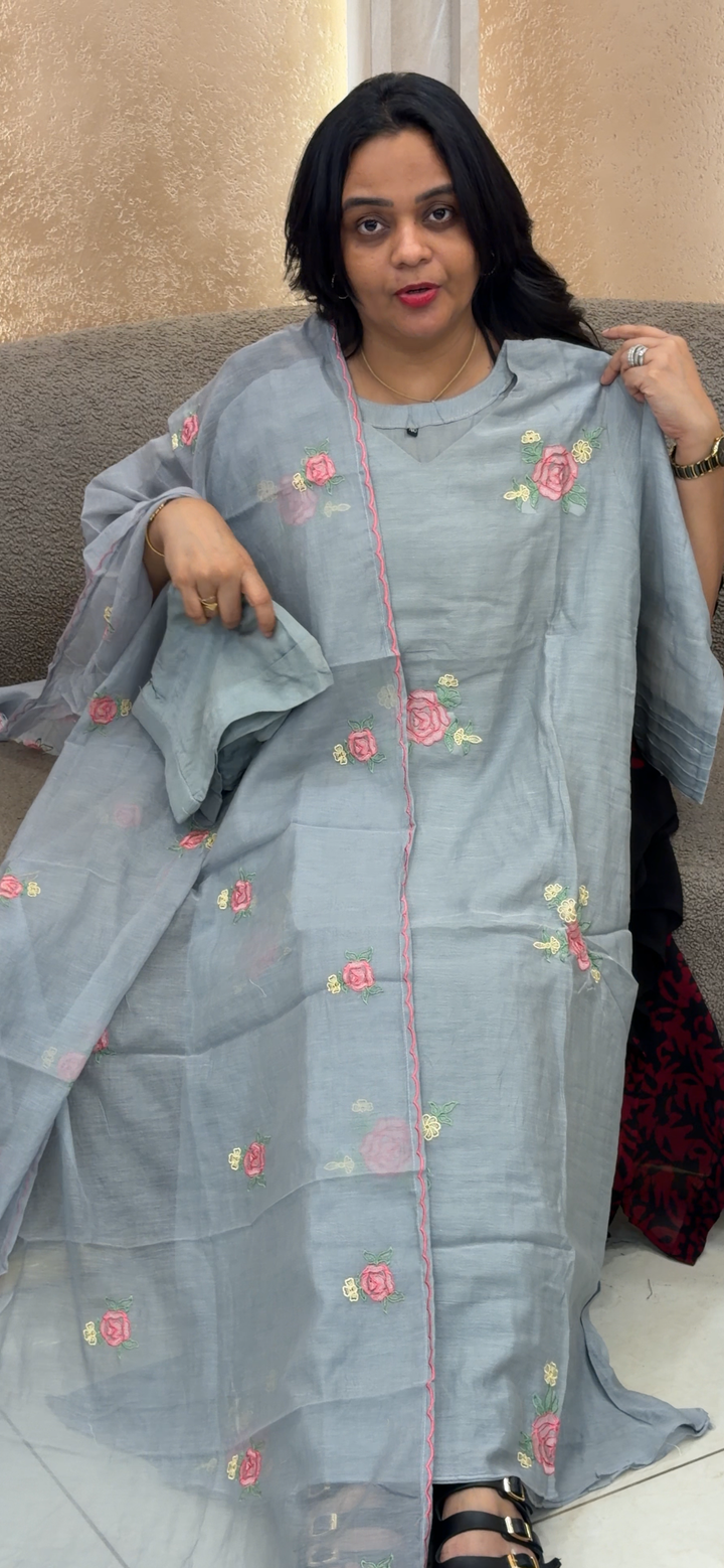 MUL CHANDERI TOP, BOTTOM AND DUPATTA - NUWA - 2094