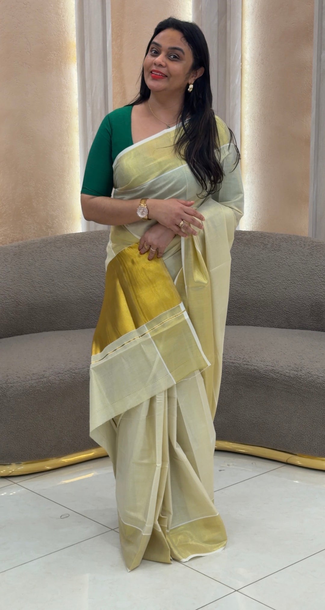 KERALA CREAM TISSUE  SAREES - NUWA-1375