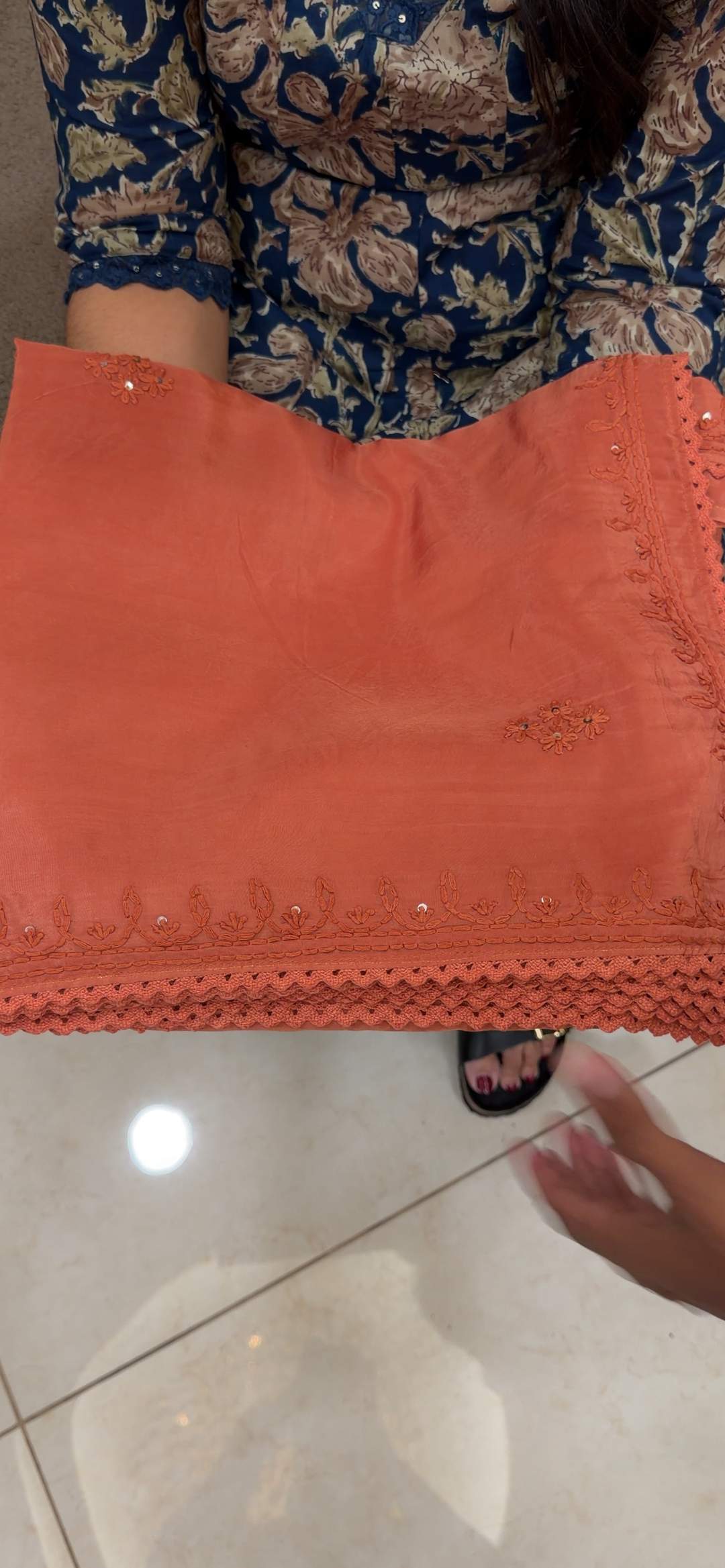 VISCOSE CRAPE CHIKANKARI SAREES - NUWA - 1623