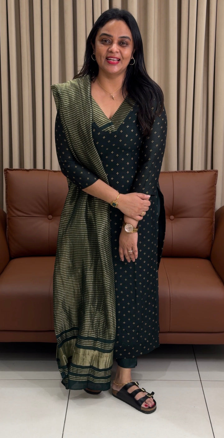 FORWARD SEMI RAW SILK TOP,BOTTOM AND DUPATTA - NUWA - 1754