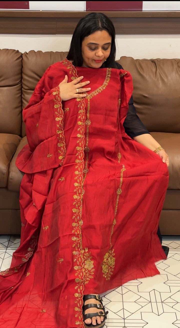 MALAI CHANDERI UNSTITCHED SALWAR SUITS - NUWA-2236