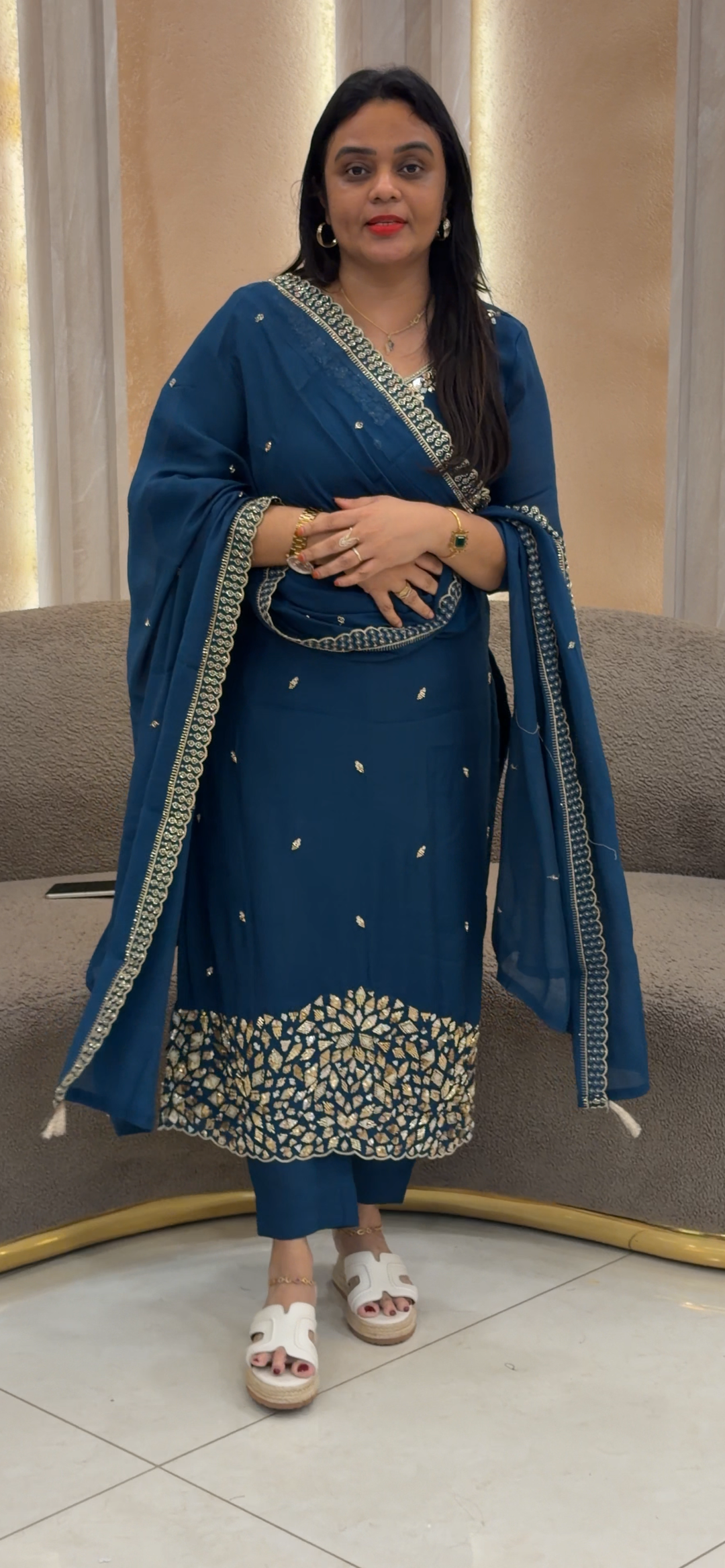 HAND WORKED UNSTITCHED SALWAR SUITS  - NUWA - 1380