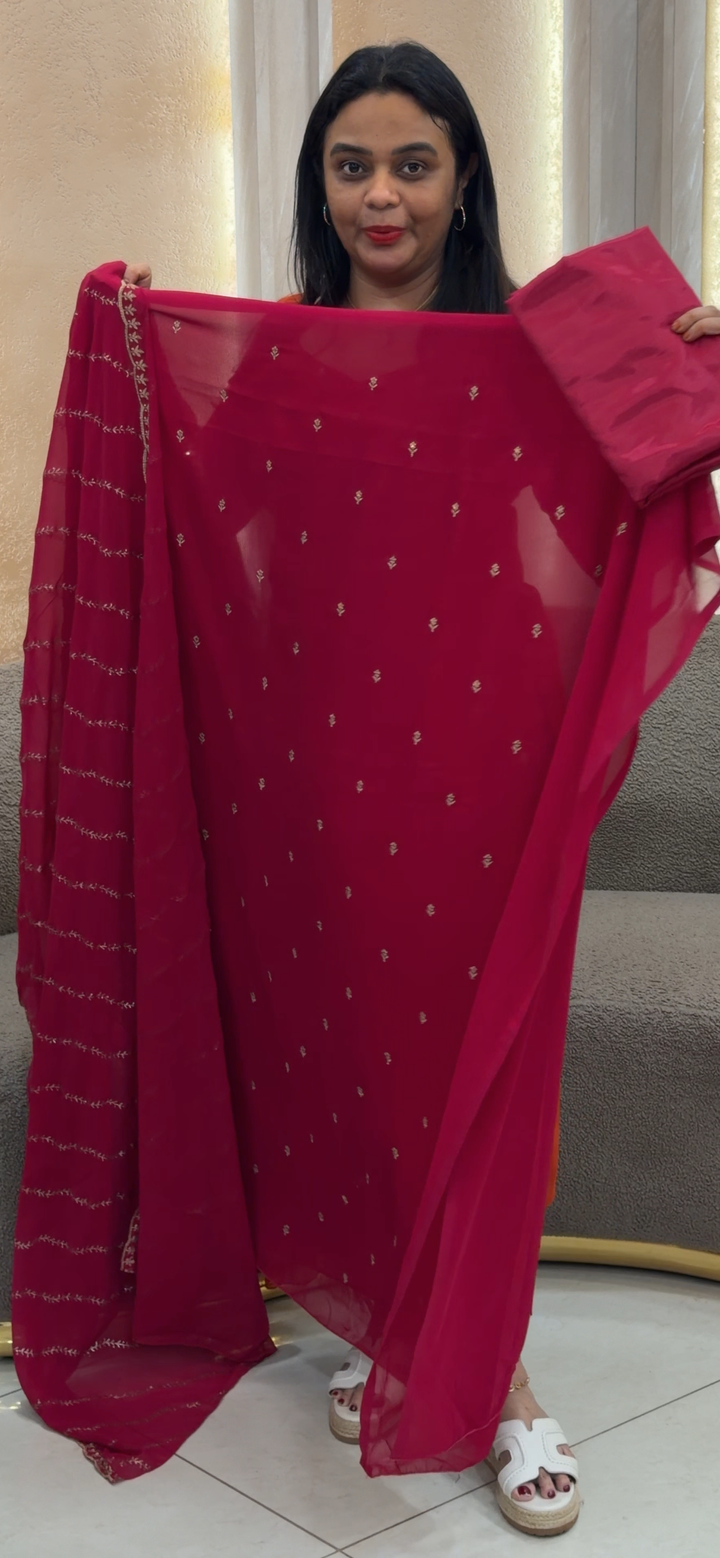 FAUX GEORGETTE UNSTITCHED SALWAR SUITS - NUWA - 1296
