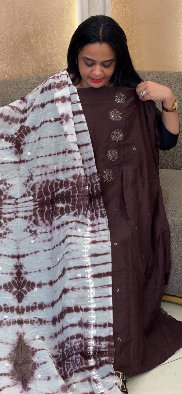 MALAI CHANDERI UNSTITCHED SALWAR SUITS - NUWA - 2127