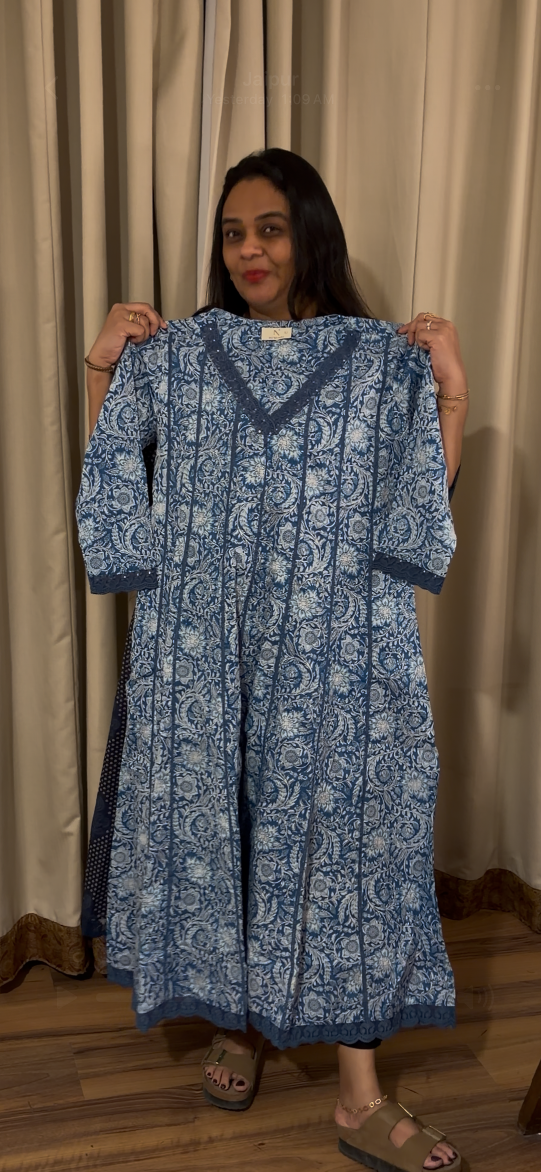 PRINTED COTTON ANARKALI TOPS - NUWA - 1130