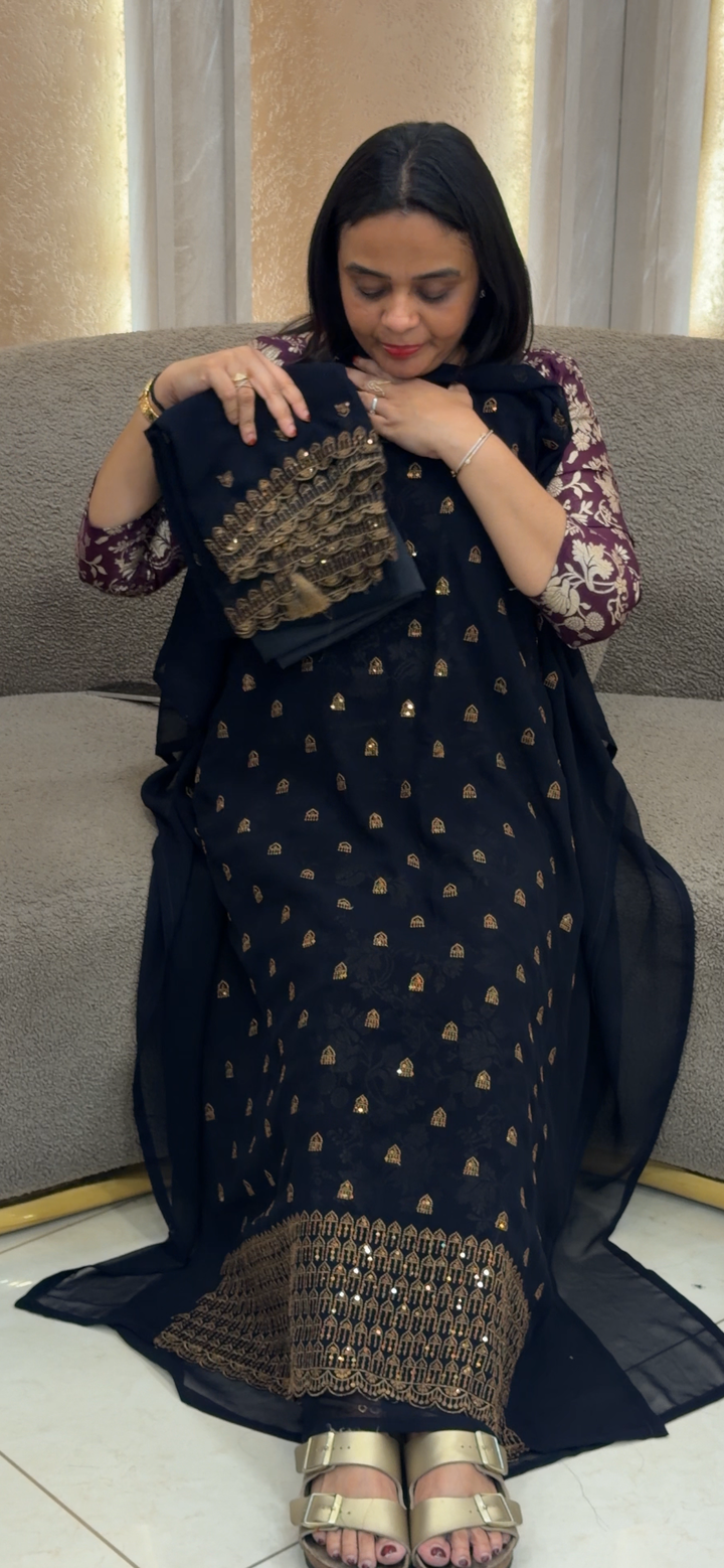 FAUX GEORGETTE UNSTITCHED SALWAR SUITS - NUWA - 991