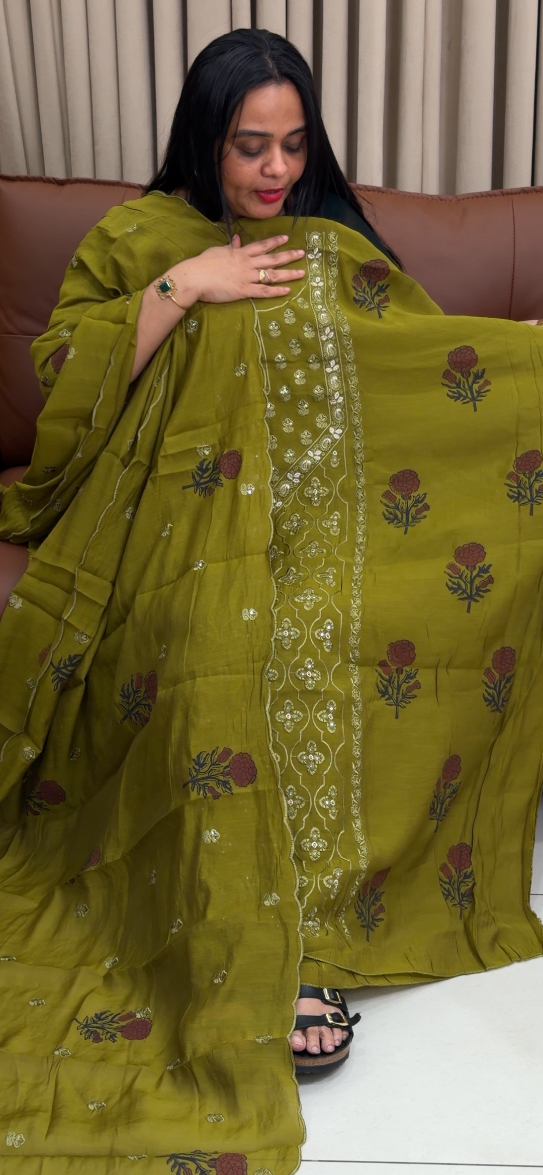 MALAI CHANDERI UNSTITCHED SALWAR SUITS - NUWA - 1894