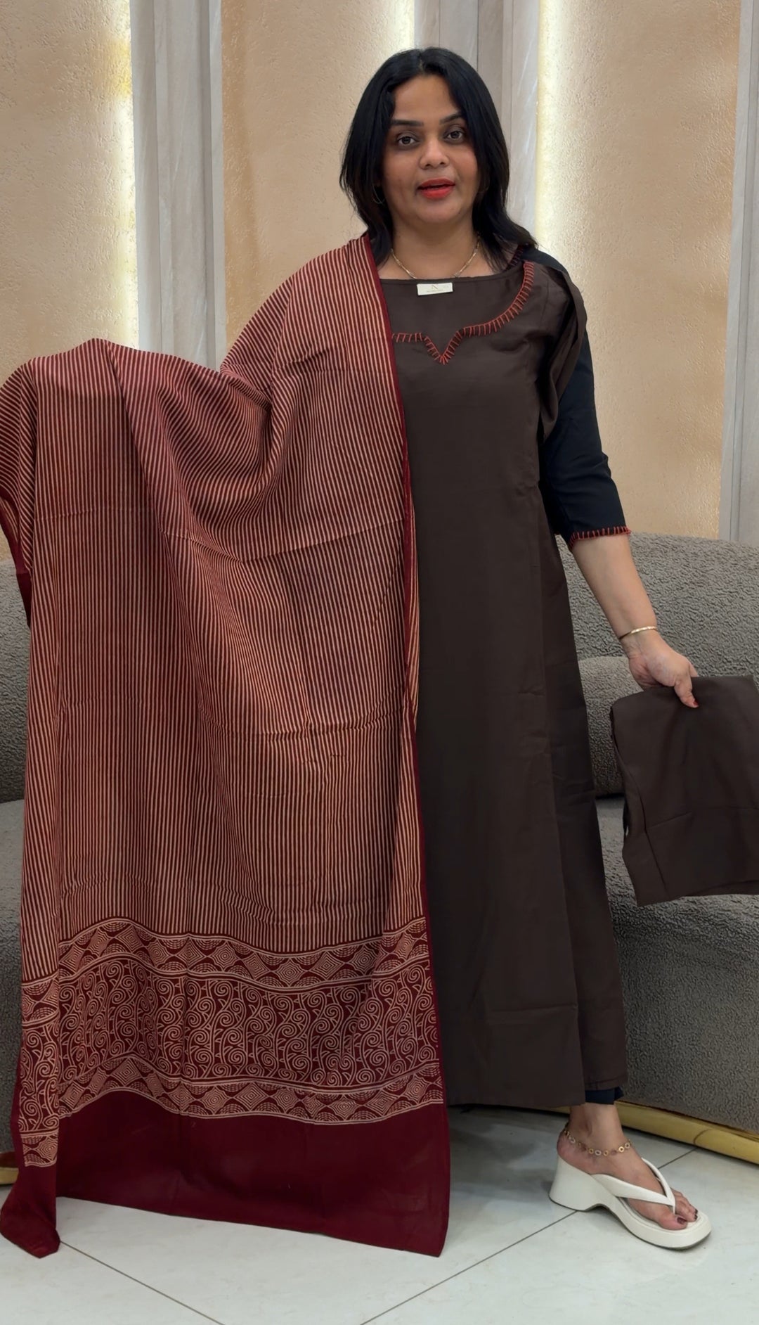 SEMI SILK TOP,BOTTOM AND DUPATTA - NUWA-426