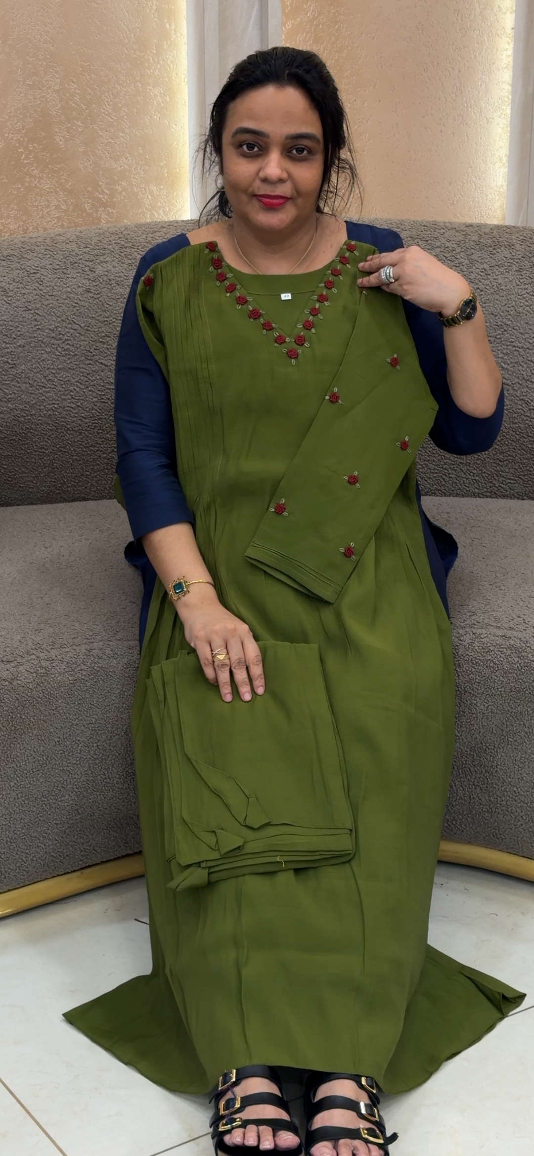 MUL CHANDERI TOP, BOTTOM AND DUPATTA - NUWA - 2052