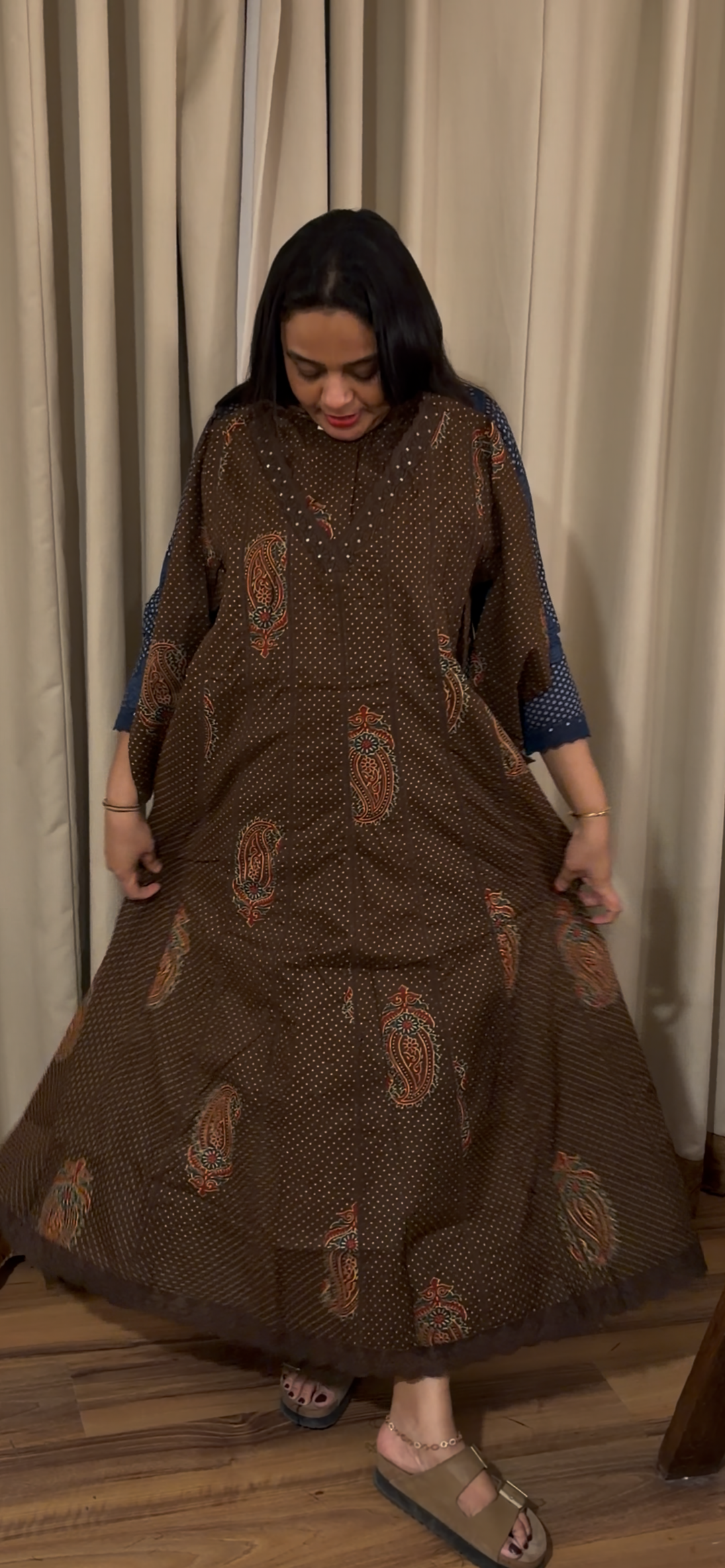 PRINTED COTTON ANARKALI TOPS - NUWA - 1130