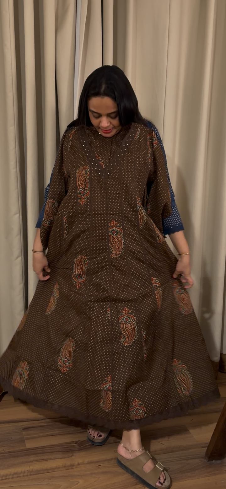 PRINTED COTTON ANARKALI TOPS - NUWA - 1130