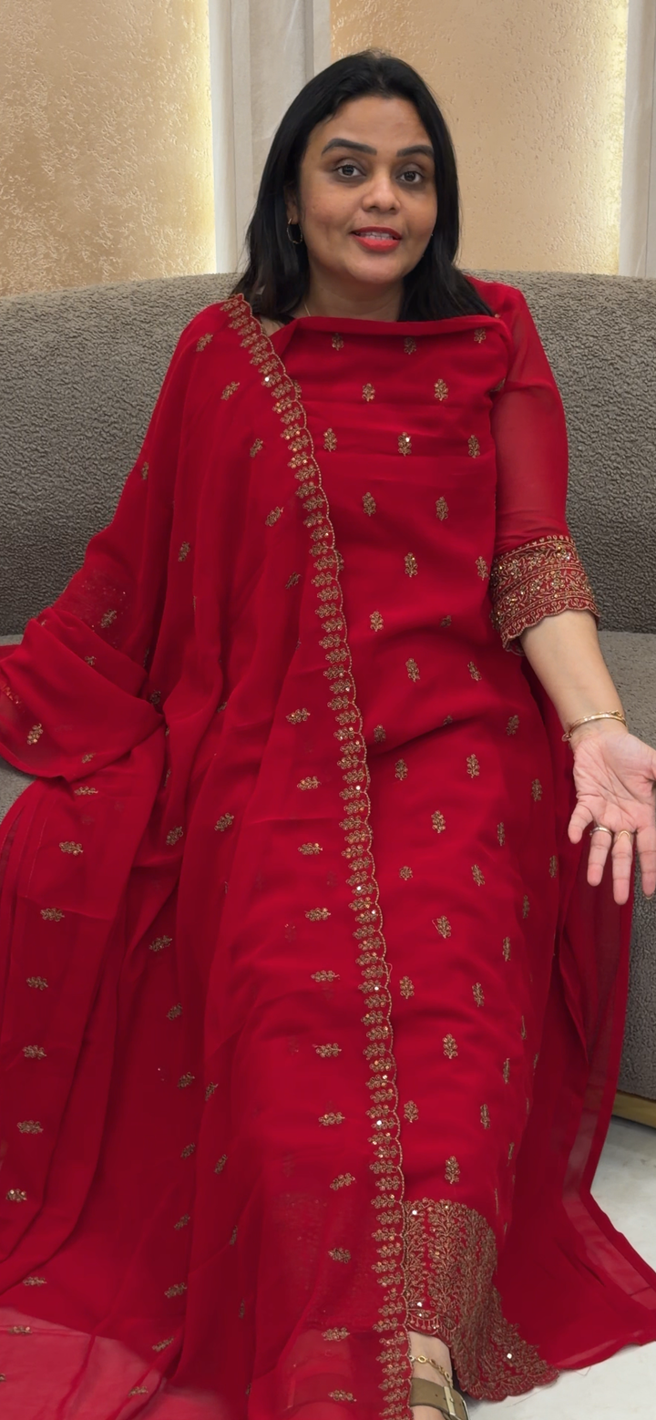 FAUX GEORGETTE UNSTITCHED SALWAR SUITS - NUWA - 1175