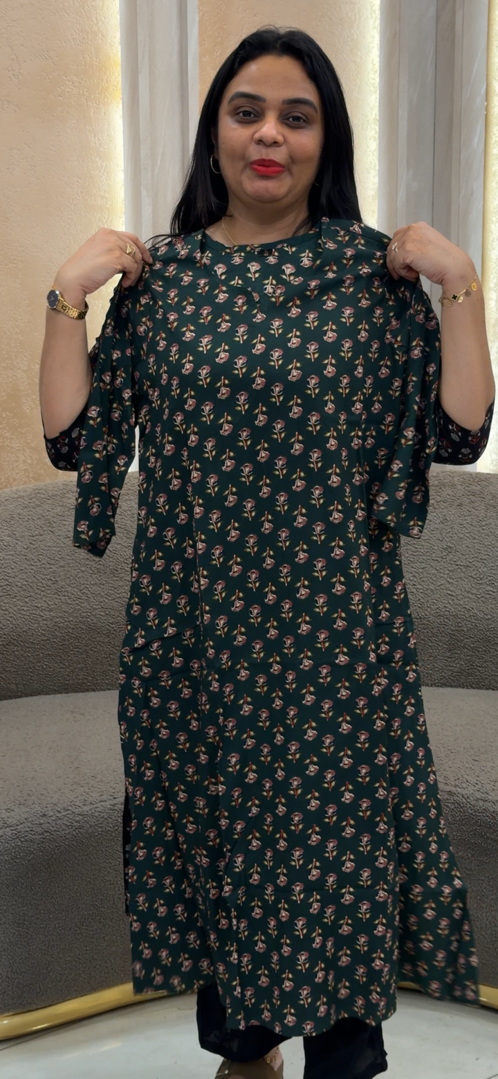 PRINTED COTTON LONG ALINE TOPS - NUWA - 1294