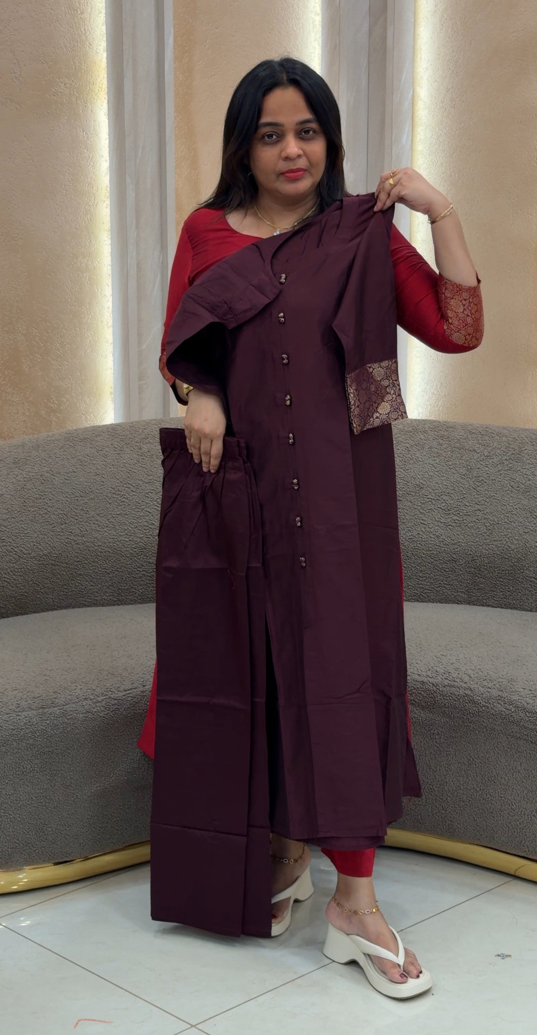 SEMI RAW SILK CO-ORDS SETS - NUWA-195