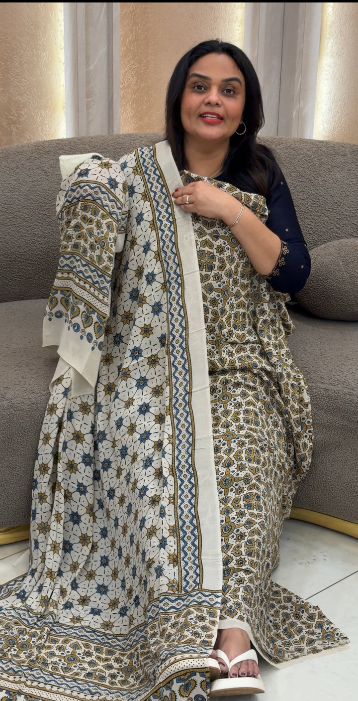 AJRAKH PRINTRED UNSTITCHED SALWAR SUITS - NUWA-653