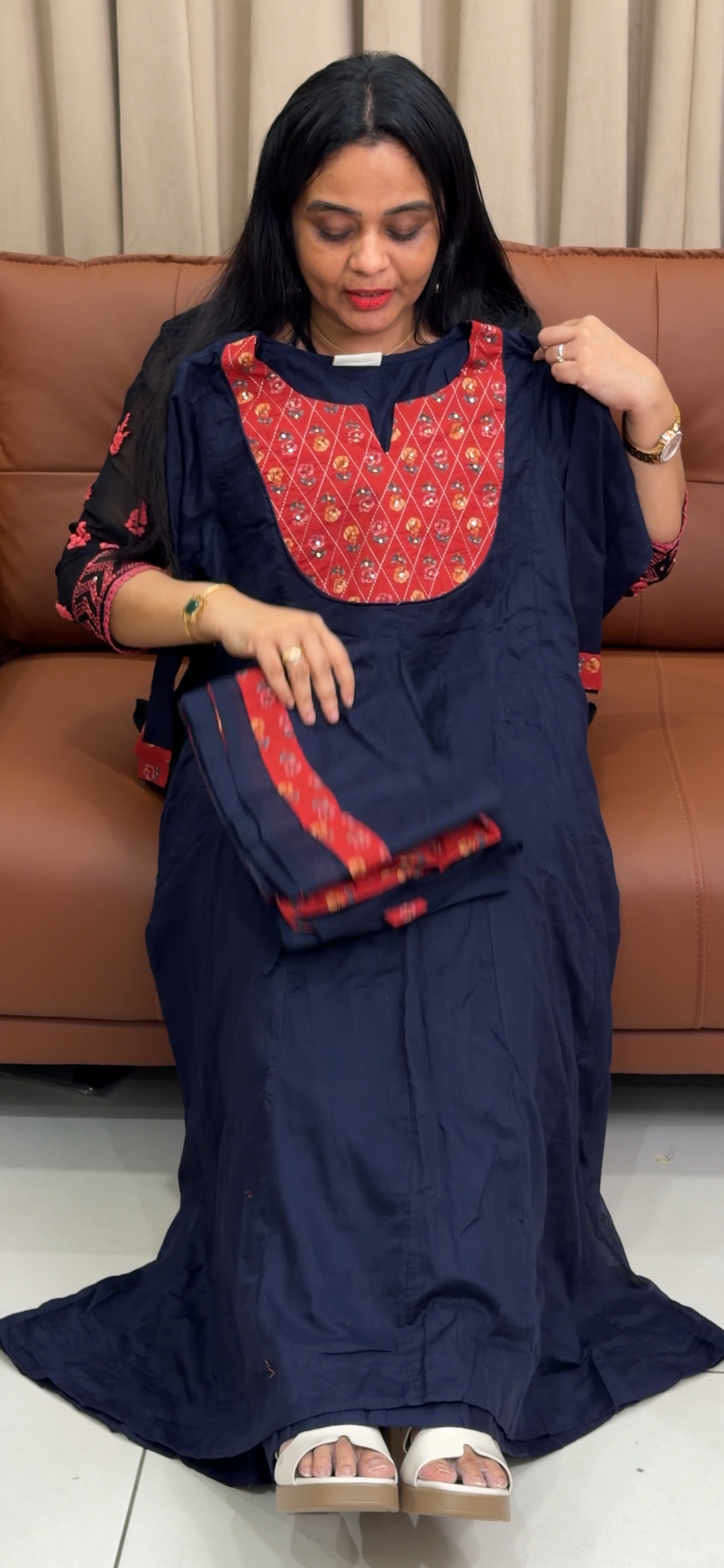 COTTON ANARKALI TOP, BOTTOM AND DUPATTA - NUWA - 2229