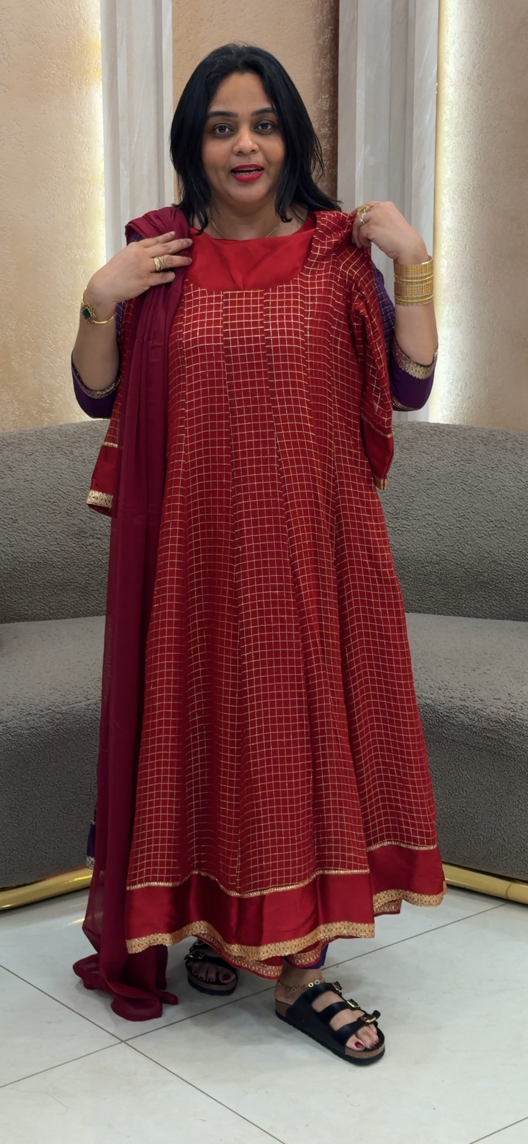 VISCOSE GEORGETTE ANARKALI TOP AND DUPATTA - NUWA - 1621