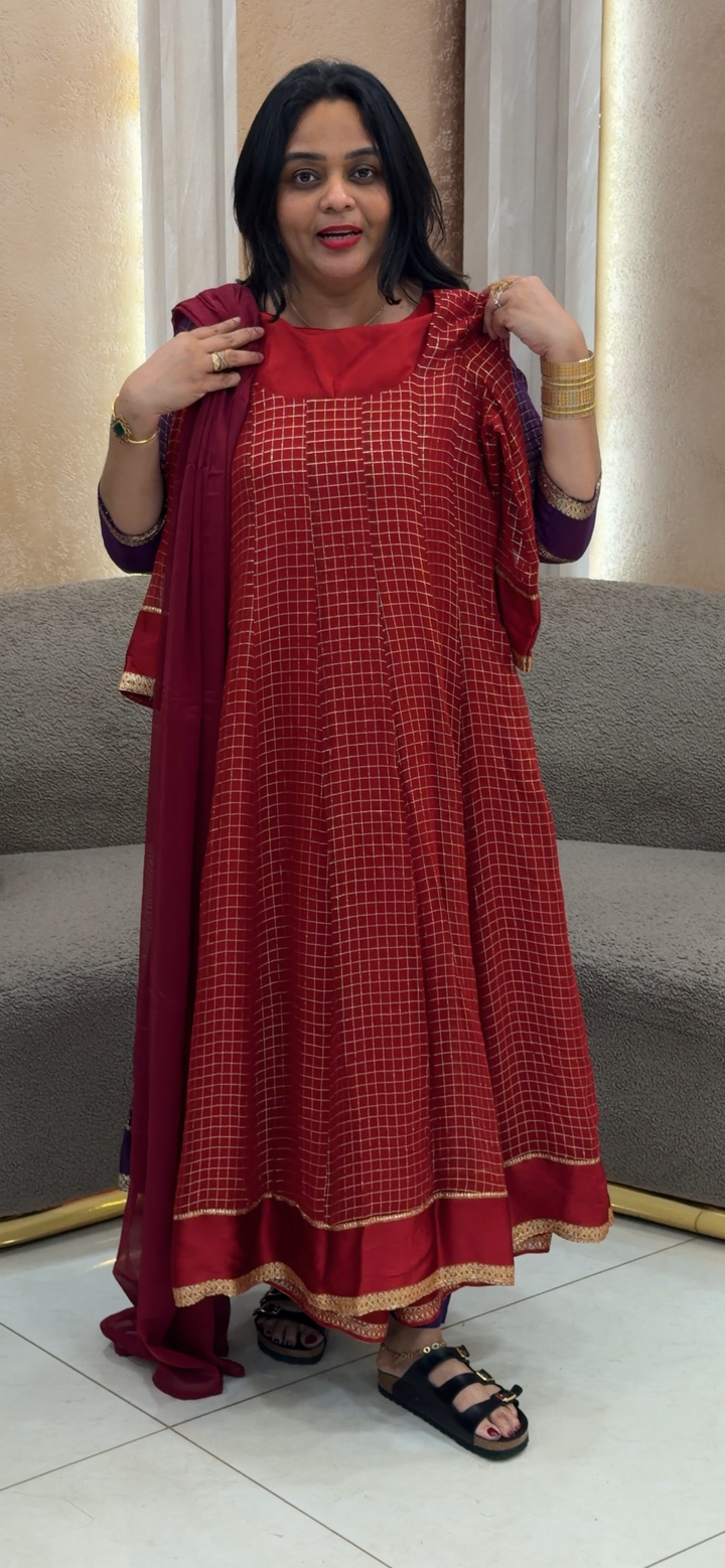 VISCOSE GEORGETTE ANARKALI TOP AND DUPATTA - NUWA - 1621