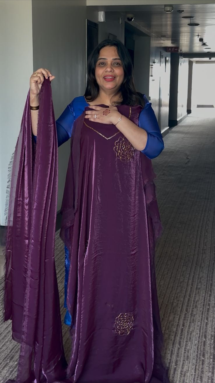 VELVET ORGANZA UNSTITCHED SALWAR SUITS - NUWA - 290