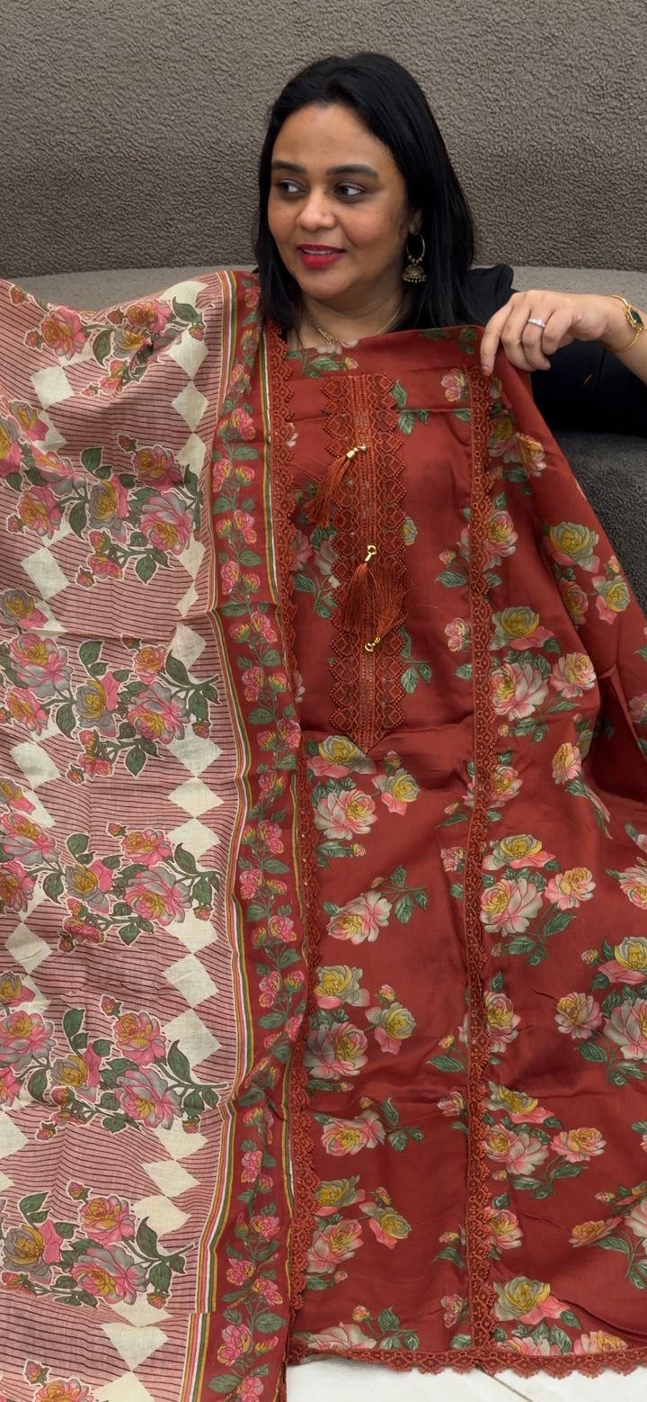 COTTON UNSTITCHED SALWAR SUITS - NUWA - 1480