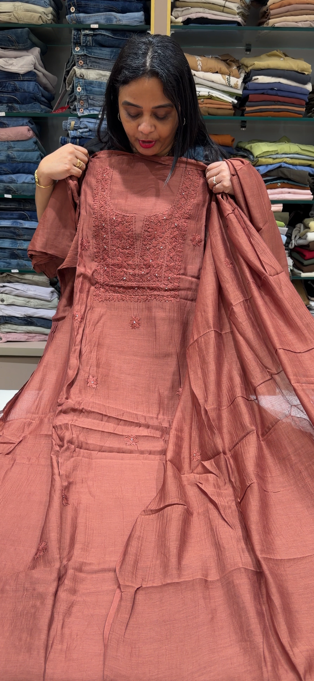 CHIKANKARI UNSTITCHED SALWAR SUITS - NUWA - 1743