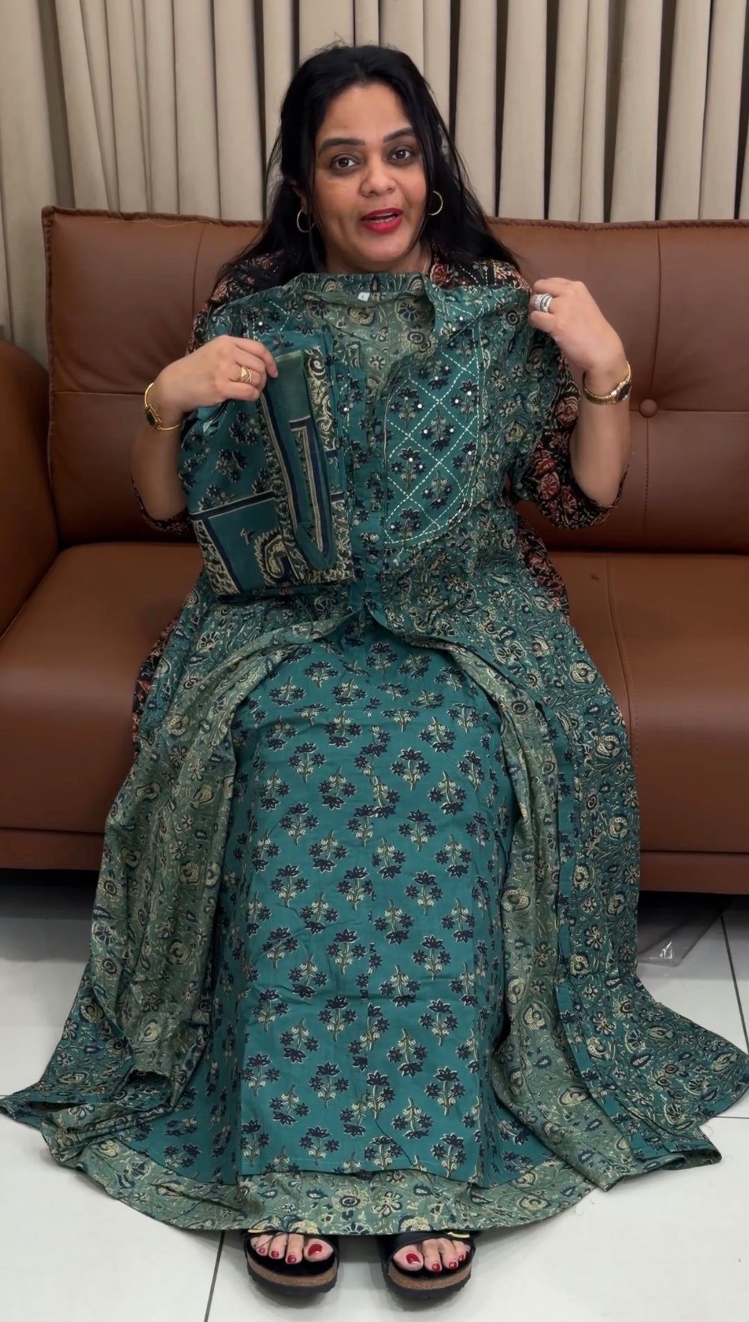 PRINTED ANARKALI TOP ,BOTTOM AND DUPATTA - NUWA- 1864
