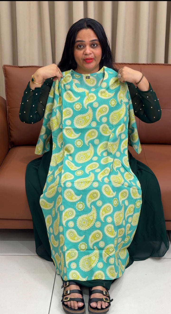 COTTON PRINTED ALINE TOPS - NUWA-2116