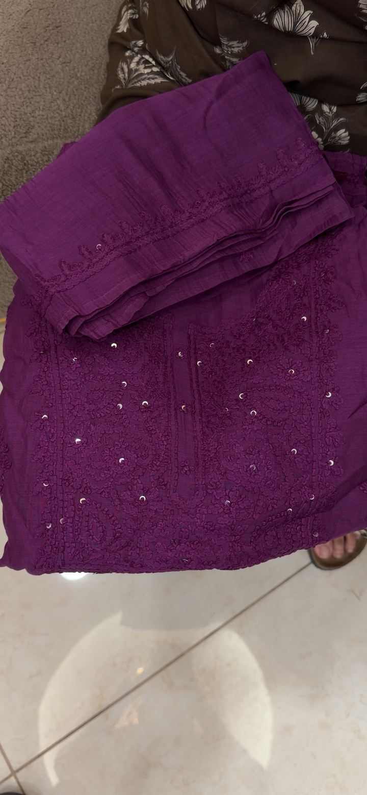 LUCKNOWI CHIKANKARI UNSTITCHED SALWAR SUITS - NUWA - 1396