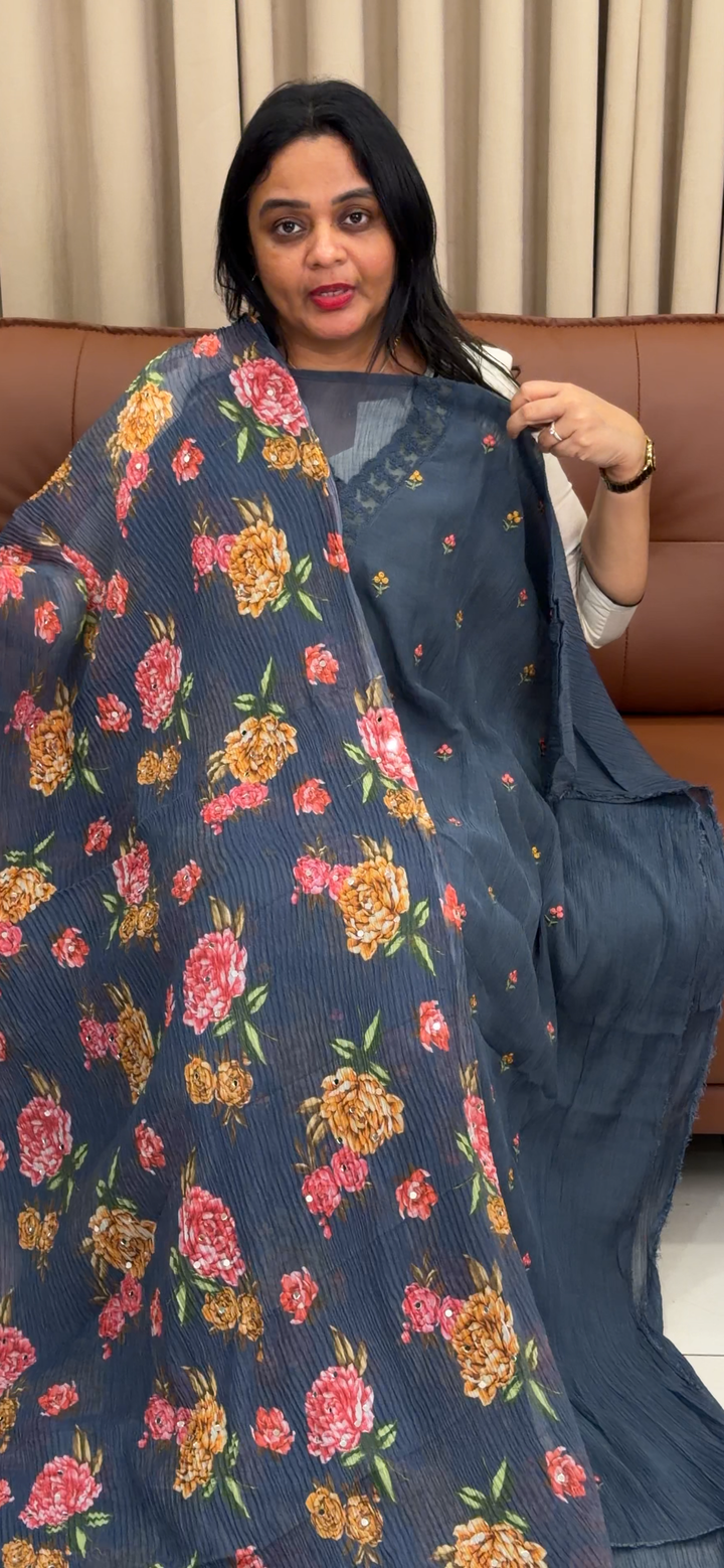 MUL CRUSHED UNSTITCHED SALWAR SUITS - NUWA - 1716