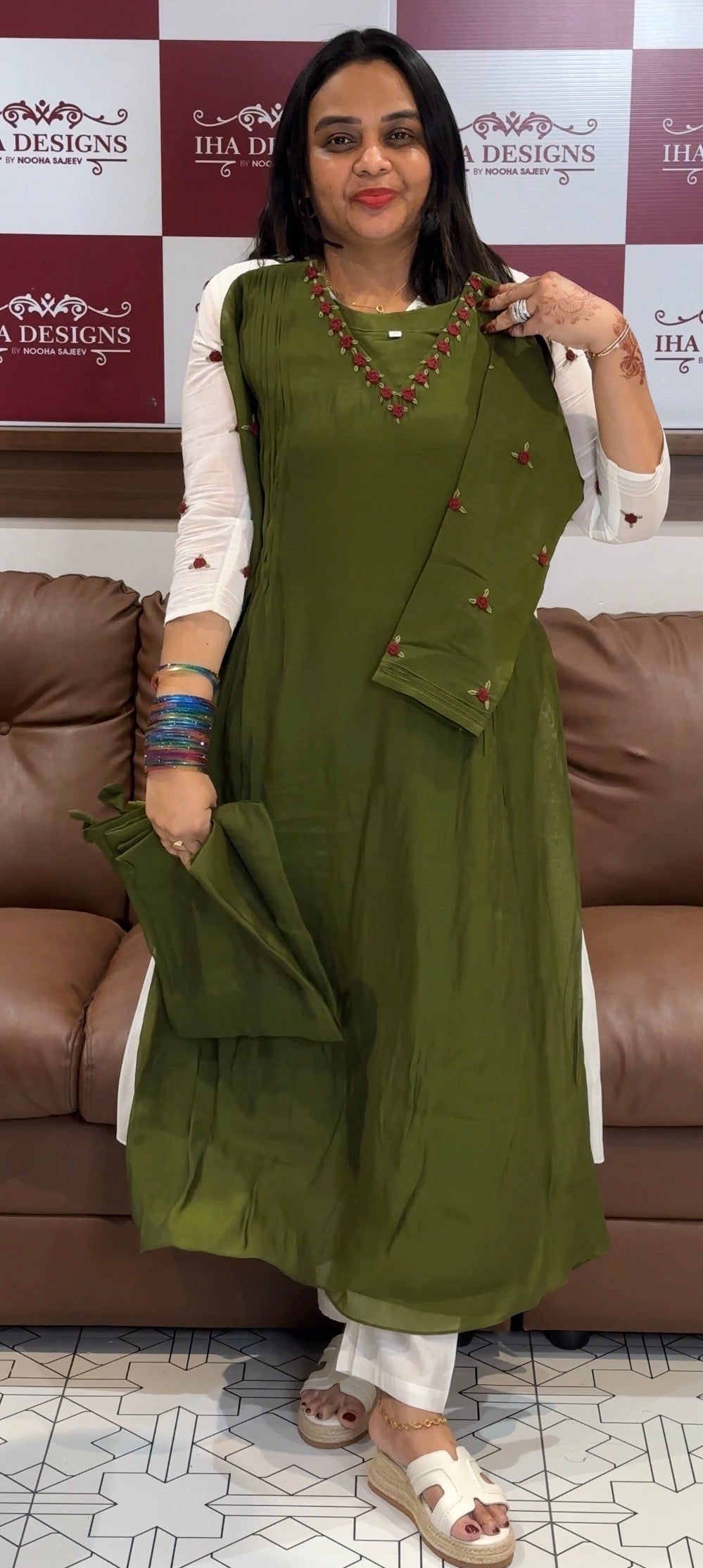 MUL CHANDERI TOP,BOTTOM AND DUPATTA - NUWA-1017