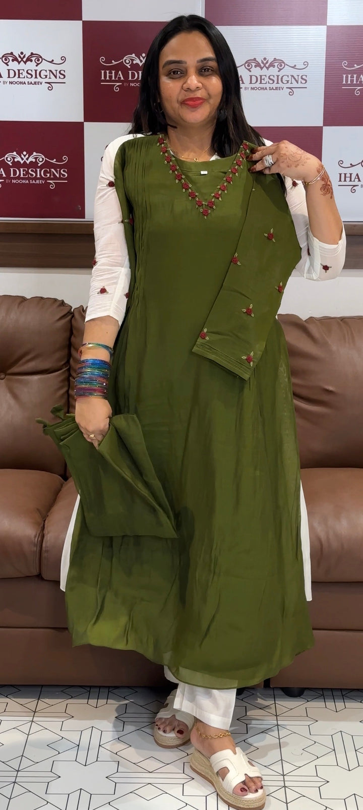 MUL CHANDERI TOP,BOTTOM AND DUPATTA - NUWA-1017
