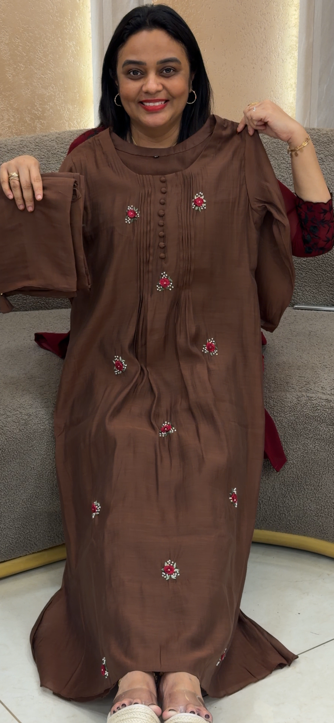 MUL CHANDERI ALINE TOP, BOTTOM AND DUPATTA - NUWA - 1169