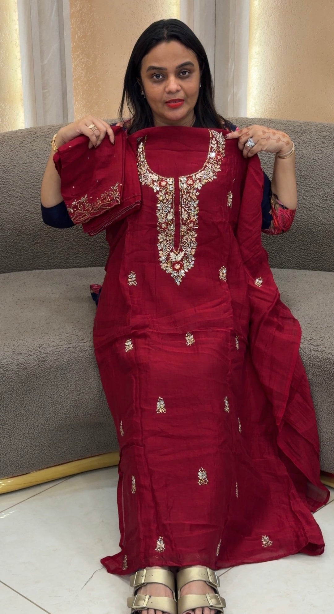 HAND WORKED UNSTITCHED SALWAR SUITS - NUWA-1678