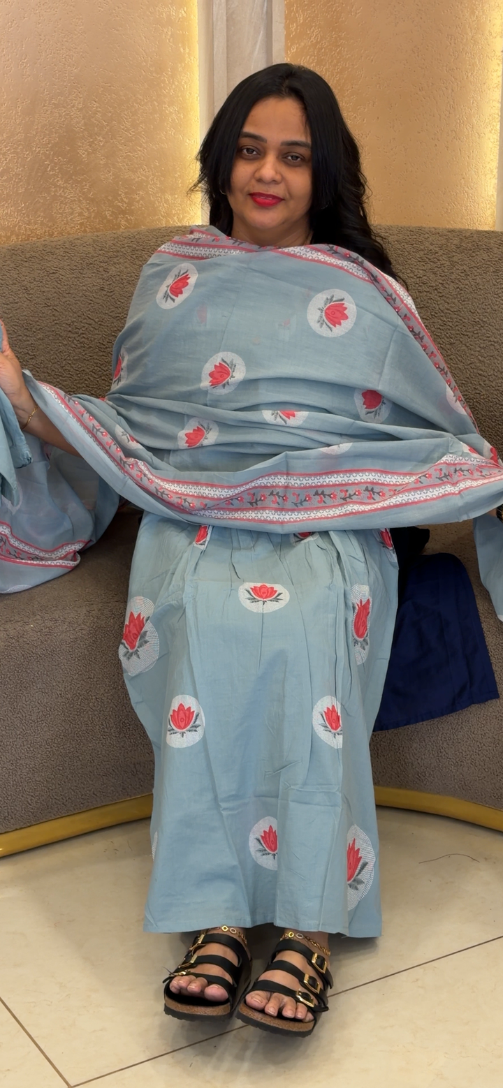 COTTON TOP, BOTTOM AND DUPATTA - NUWA - 2053