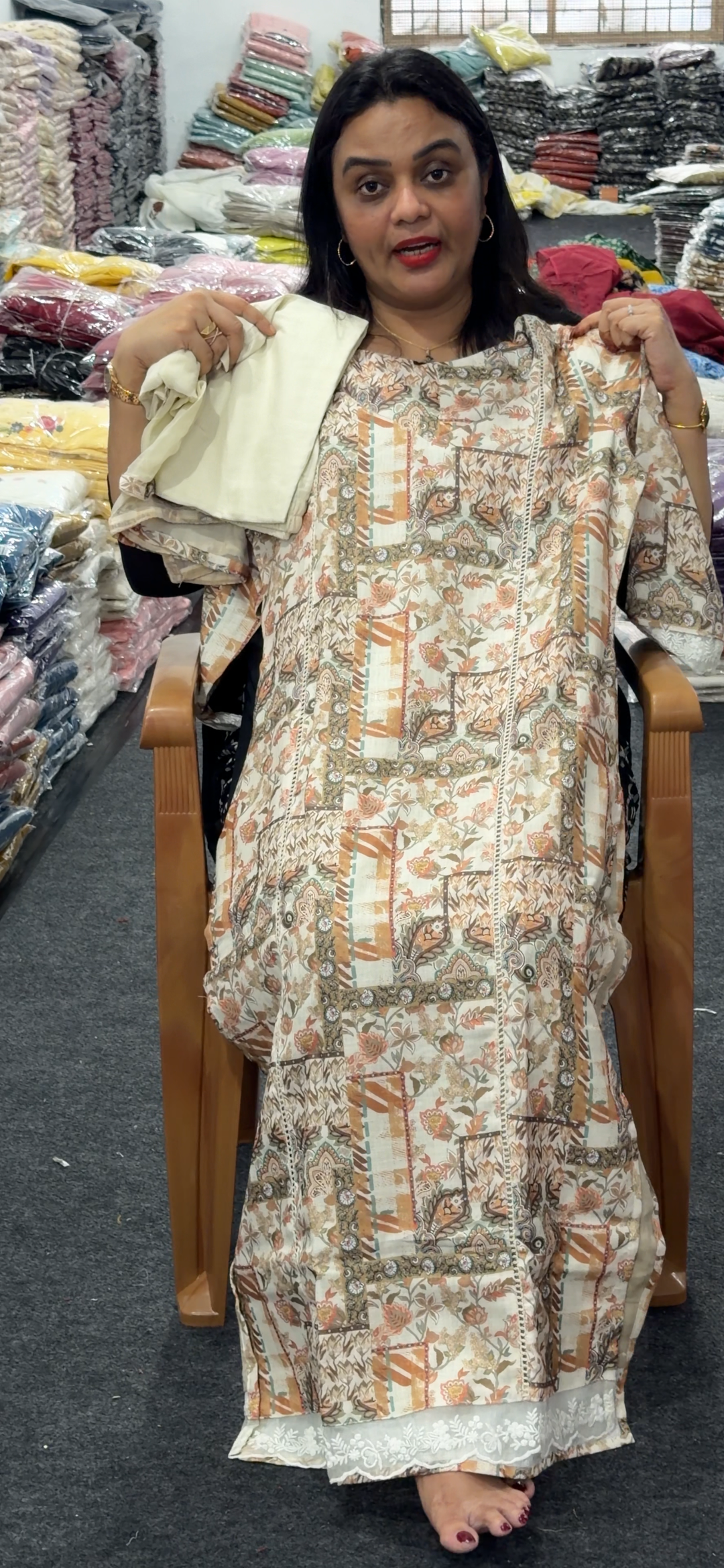 PRINTED LINEN TOP, BOTTOM AND DUPATTA - NUWA - 1242