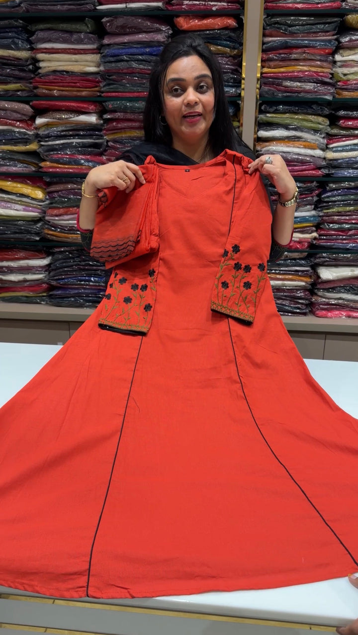 COTTON LINEN TOP,BOTTOM AND DUPATTA - NUWA-1996
