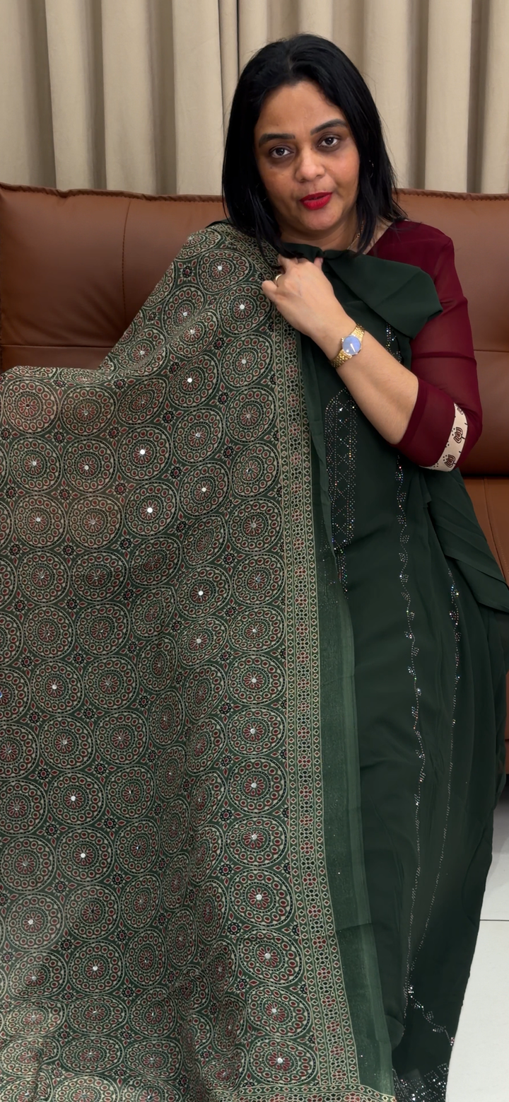 FAUX GEORGETTE UNSTITCHED SALWAR SUITS - NUWA - 1636