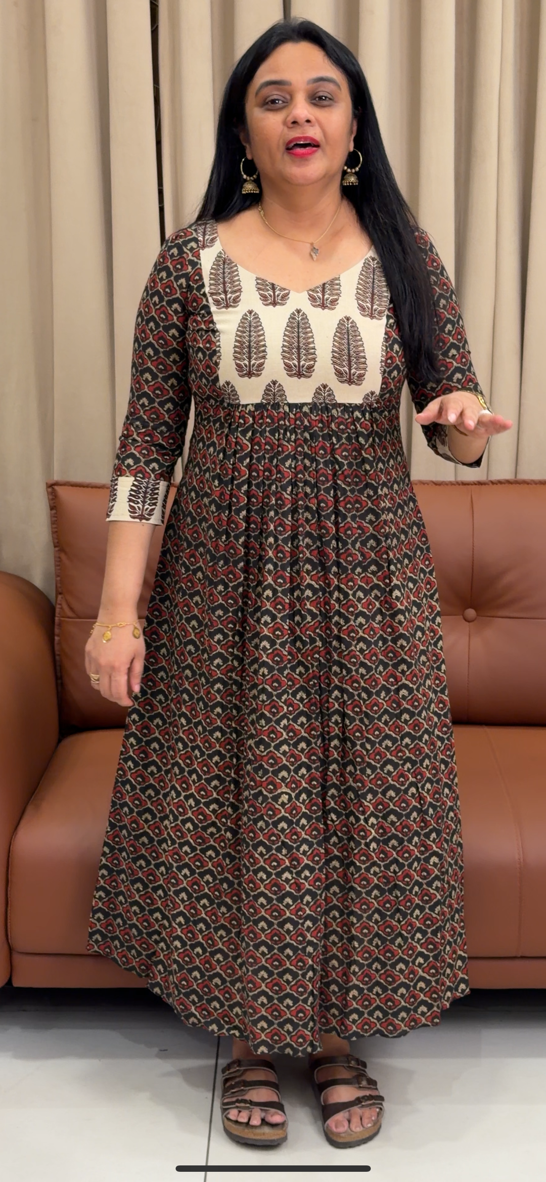 IN-HOUSE PRINTED LONG ALINE TOPS - NUWA - 2367