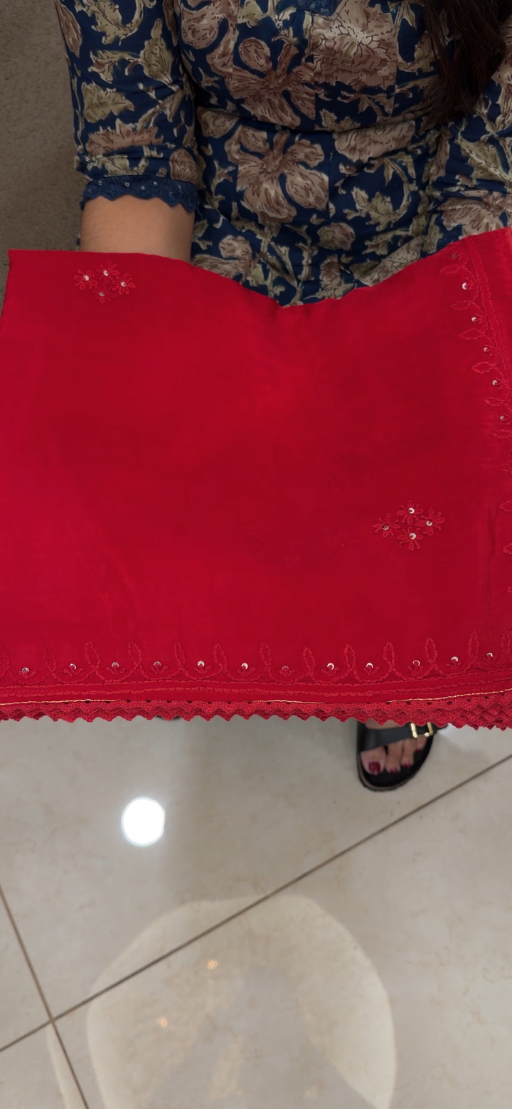 VISCOSE CRAPE CHIKANKARI SAREES - NUWA - 1623