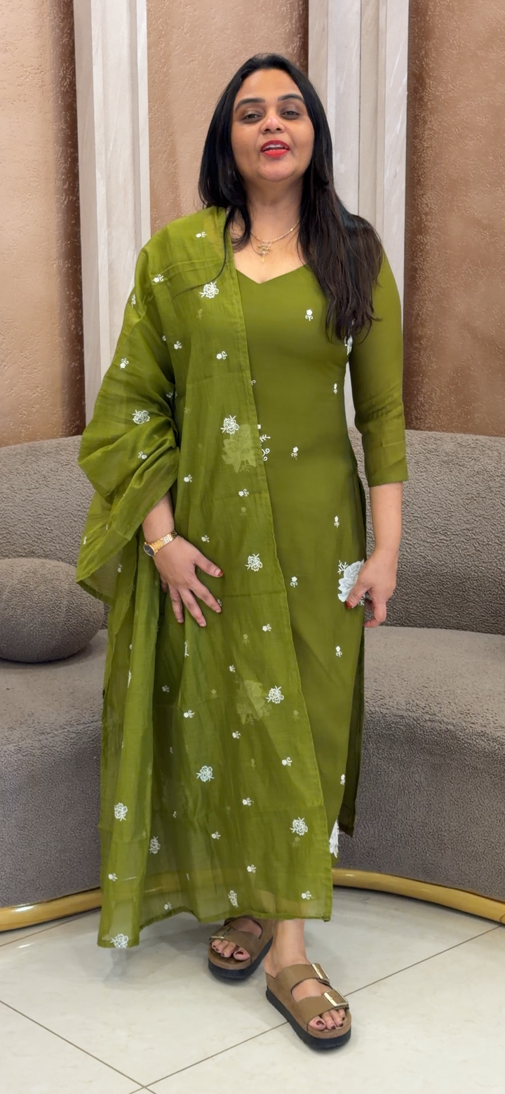 MUL CHANDERI UNSTITCHED SALWAR SUITS - NUWA - 1043