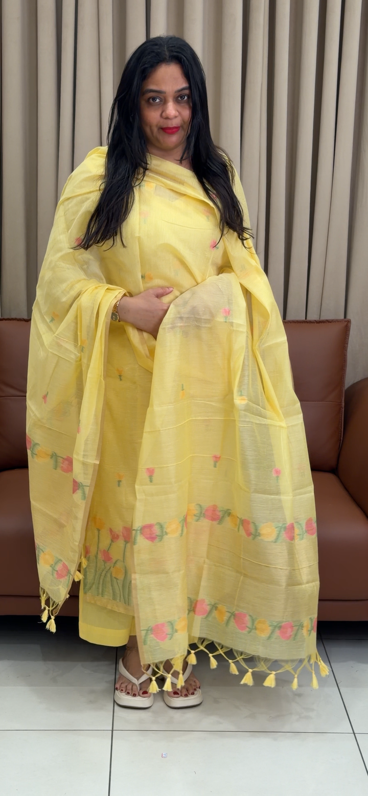 HANDLOOM JAMDANI UNSTITCHED SALWAR SUITS - NUWA - 1534