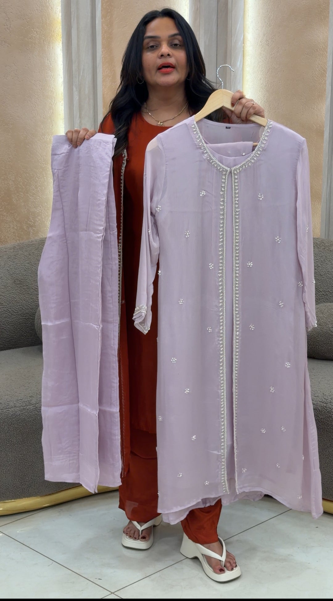 PLATINUM CHIFFON TOP,BOTTOM AND JACKET - NUWA-425