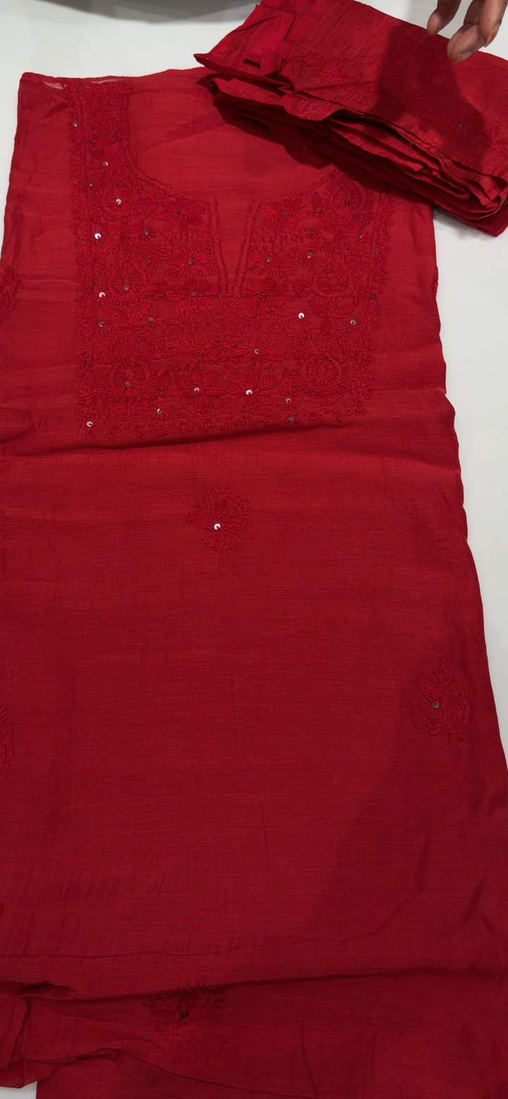 CHIKANKARI UNSTITCHED SALWAR SUITS - NUWA - 1743