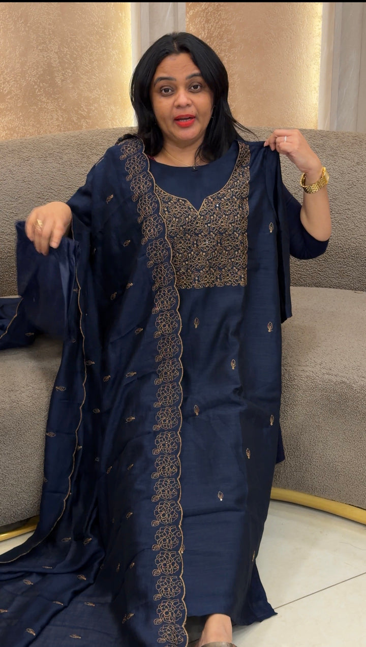 SEMI RAW SILK TOP,BOTTOM AND DUPATTA - NUWA-2421