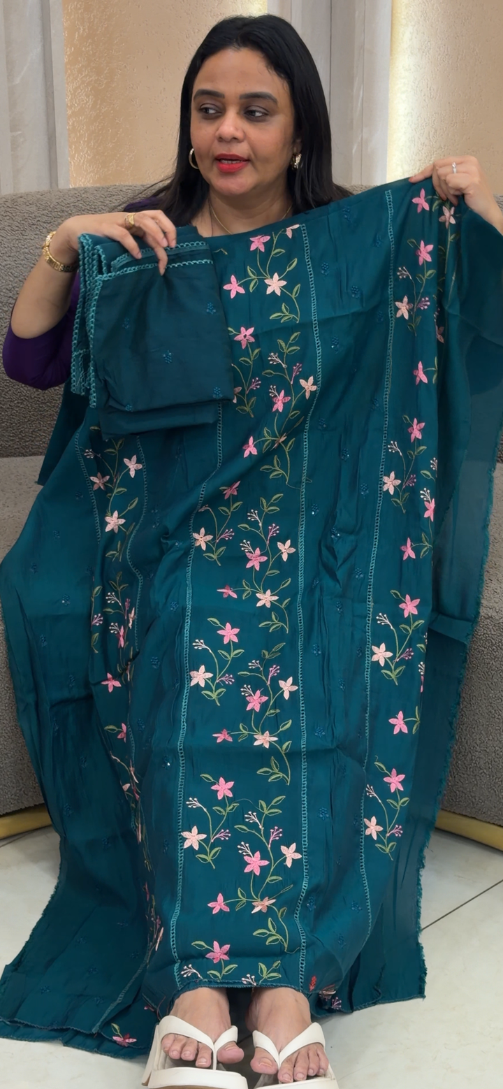 MALAI CHANDERI UNSTITCHED SALWRA SUITS - NUWA - 1410