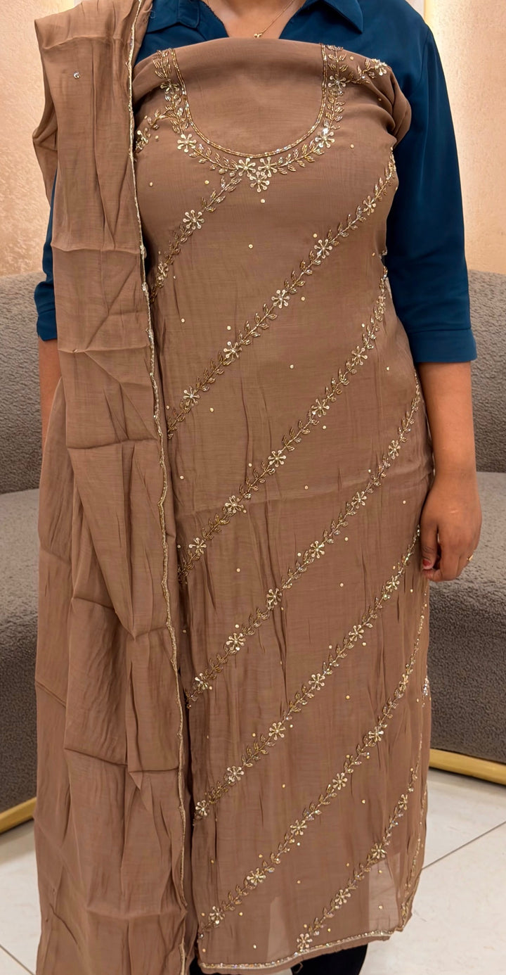 MUL CHANDERI UNSTITCHED SALWAR SUITS - NUWA-2405
