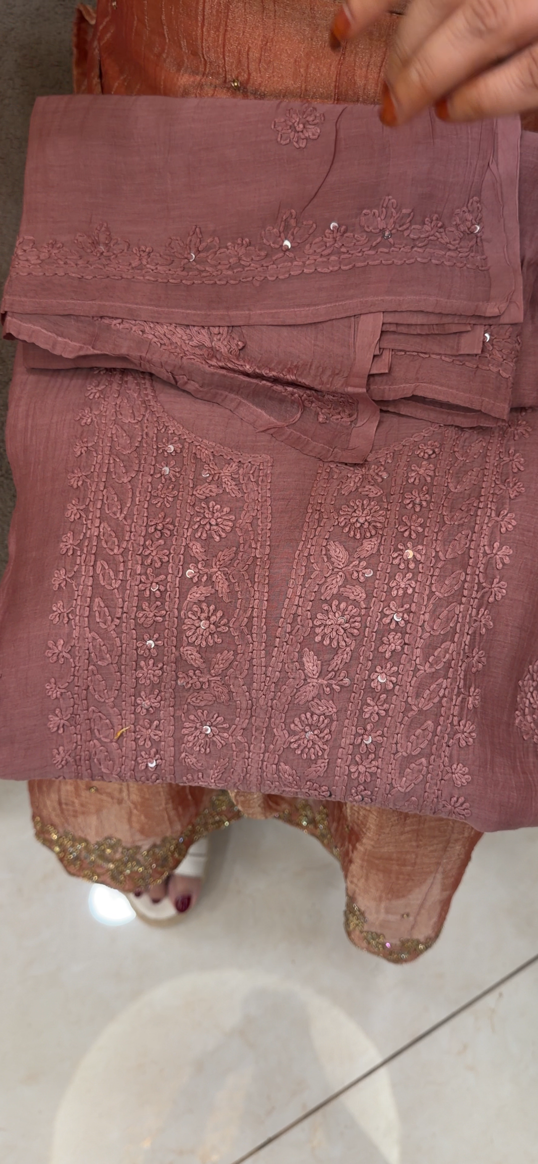 CHIKANKARI UNSTITCHED SALWAR SUITS - NUWA - 1305